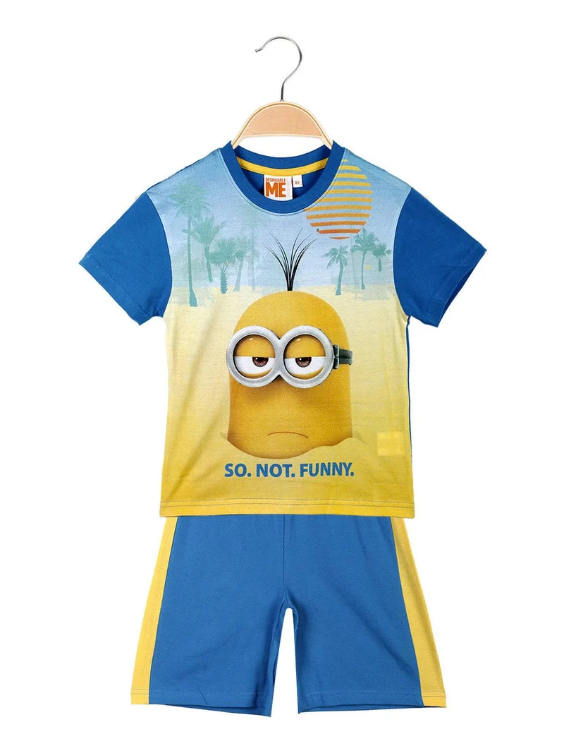 Completo corto da bambino t-shirt+ bermuda - blu