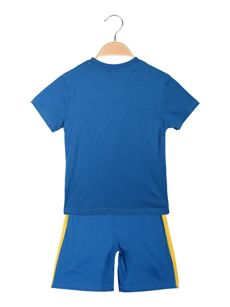 Completo corto da bambino t-shirt+ bermuda - blu