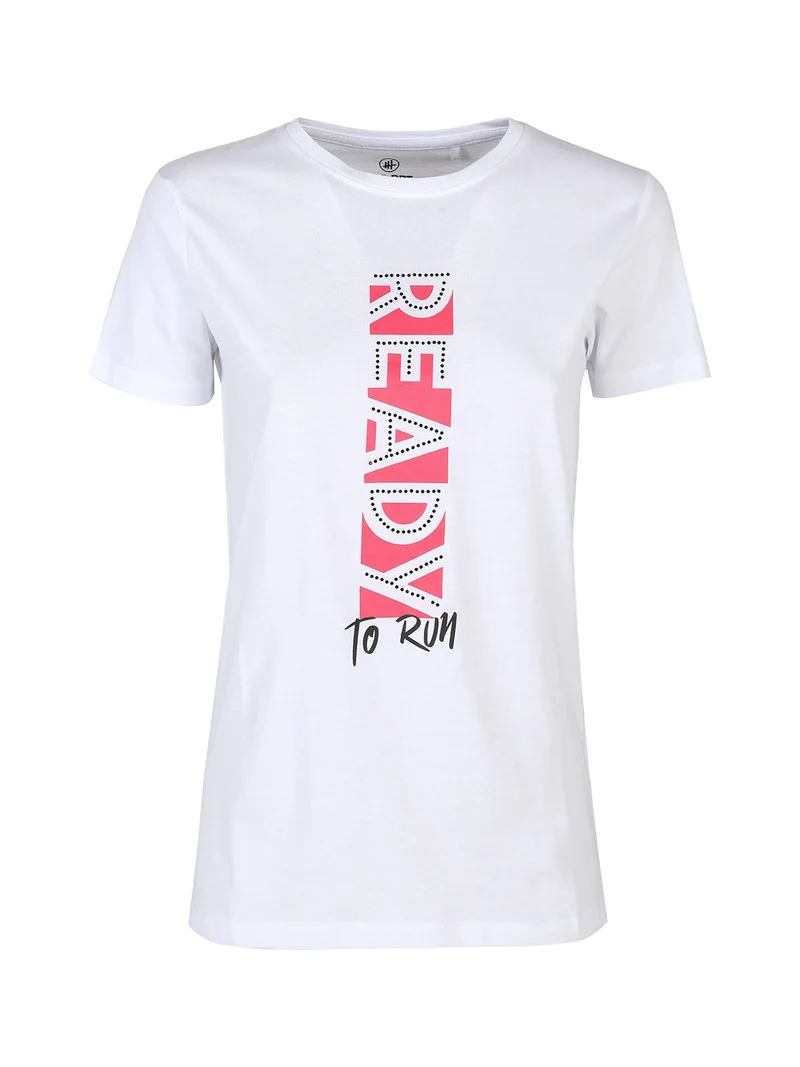 T-shirt donna in cotone con scritta - bianco