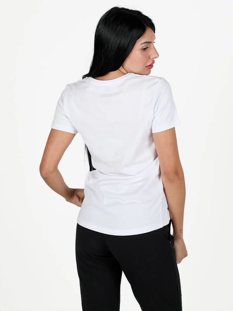 T-shirt donna in cotone con scritta - bianco