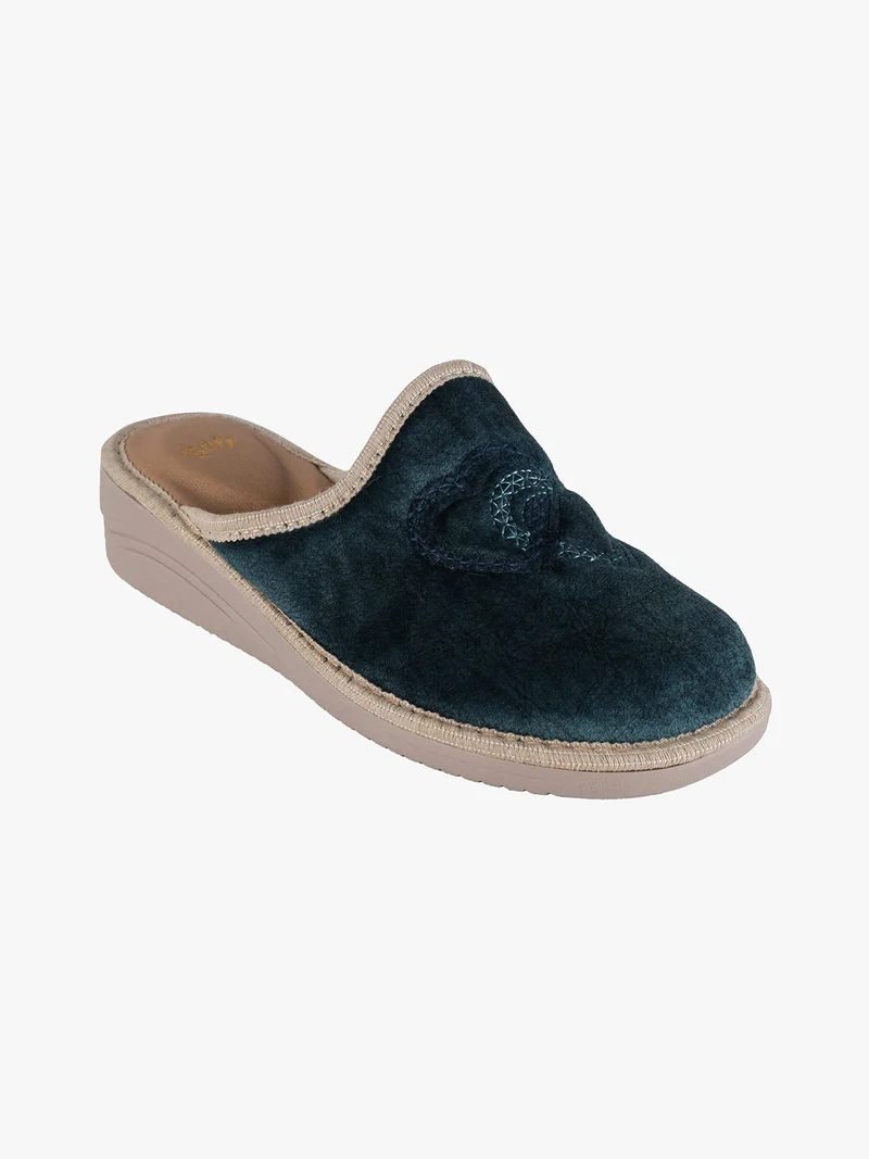 Pantofole donna invernali con zeppa - ottanio