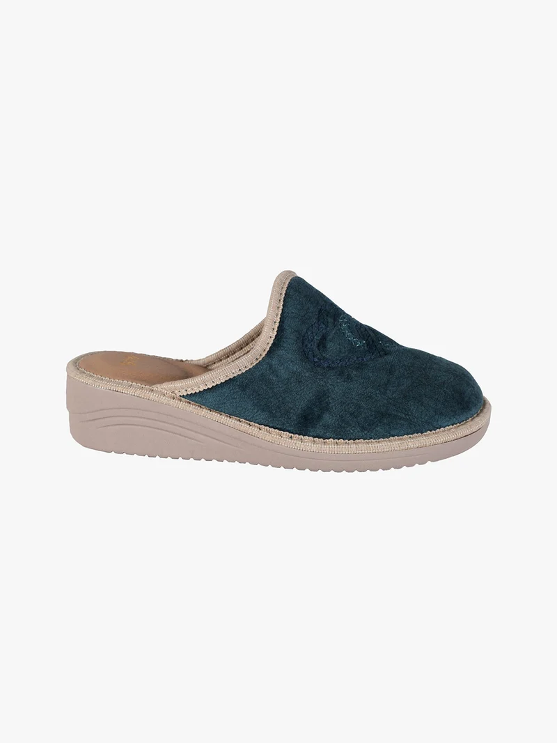 Pantofole donna invernali con zeppa - ottanio