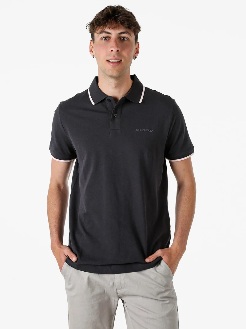 Polo da uomo in cotone a maniche corte - grigio scuro