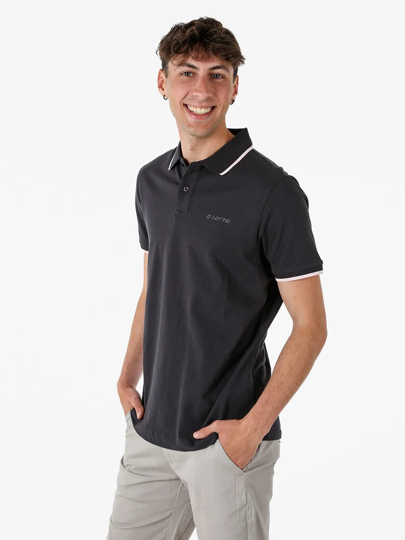 Polo da uomo in cotone a maniche corte - grigio scuro