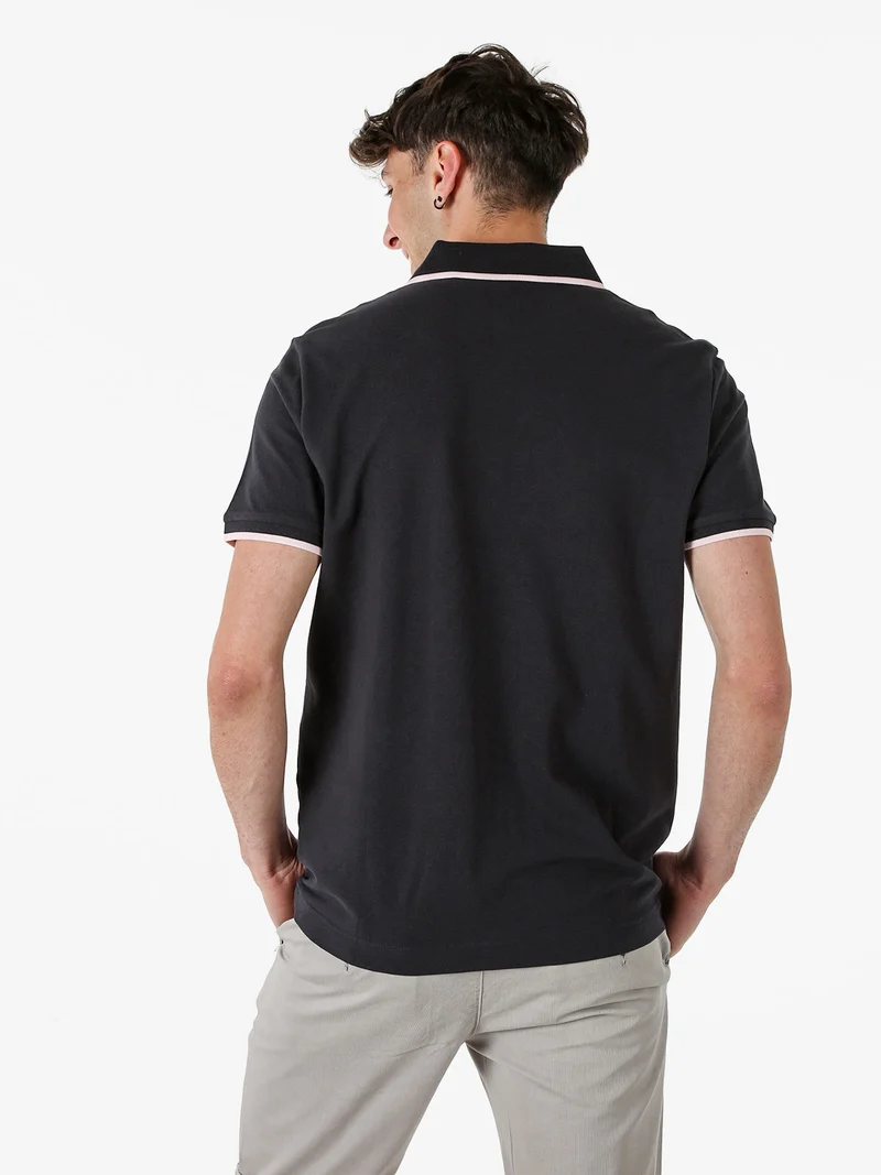 Polo da uomo in cotone a maniche corte - grigio scuro