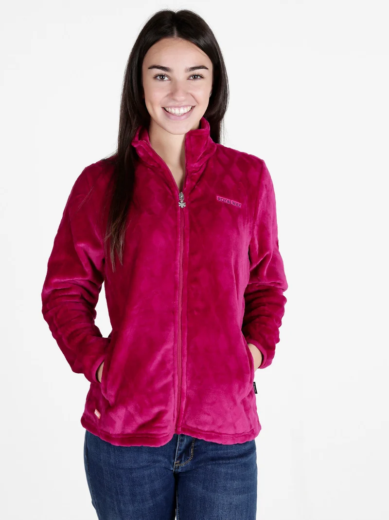 Felpa invernale da donna in ecopelliccia - fucsia
