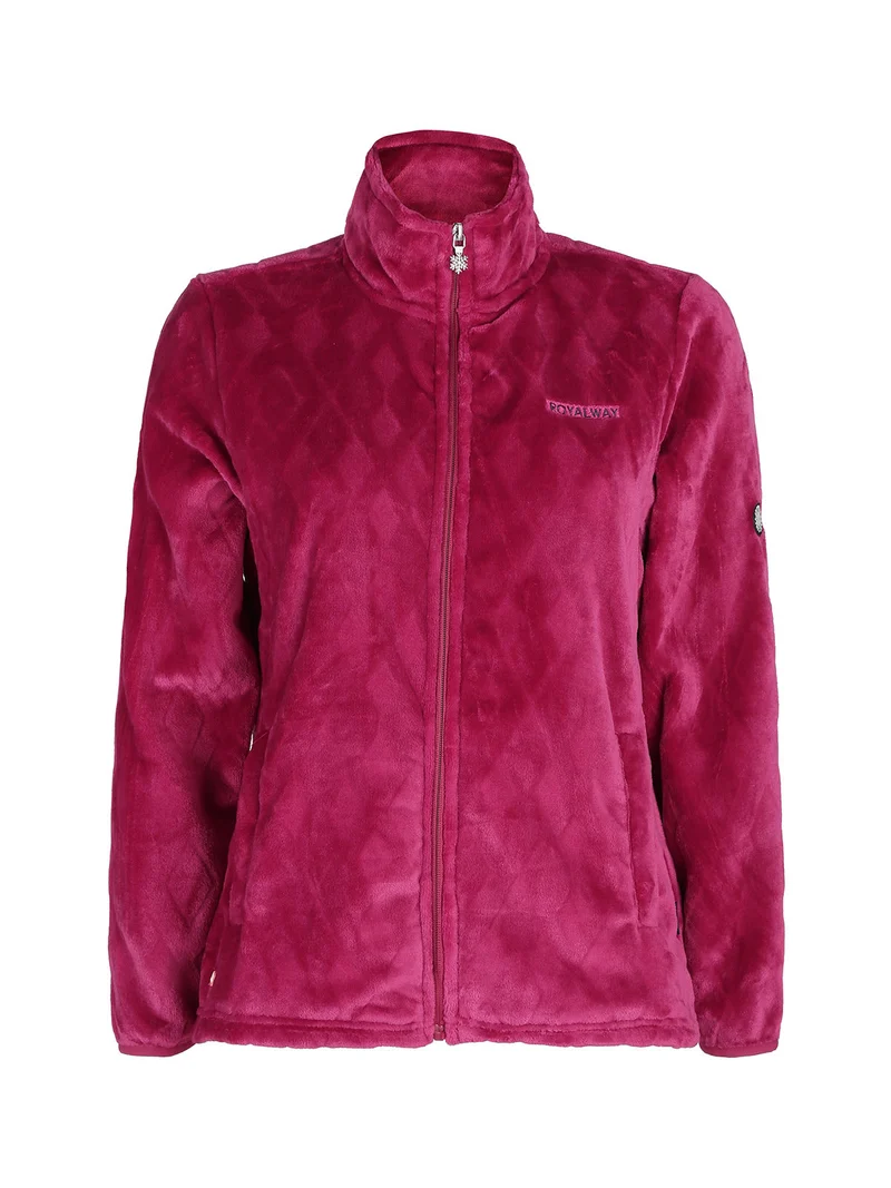 Felpa invernale da donna in ecopelliccia - fucsia