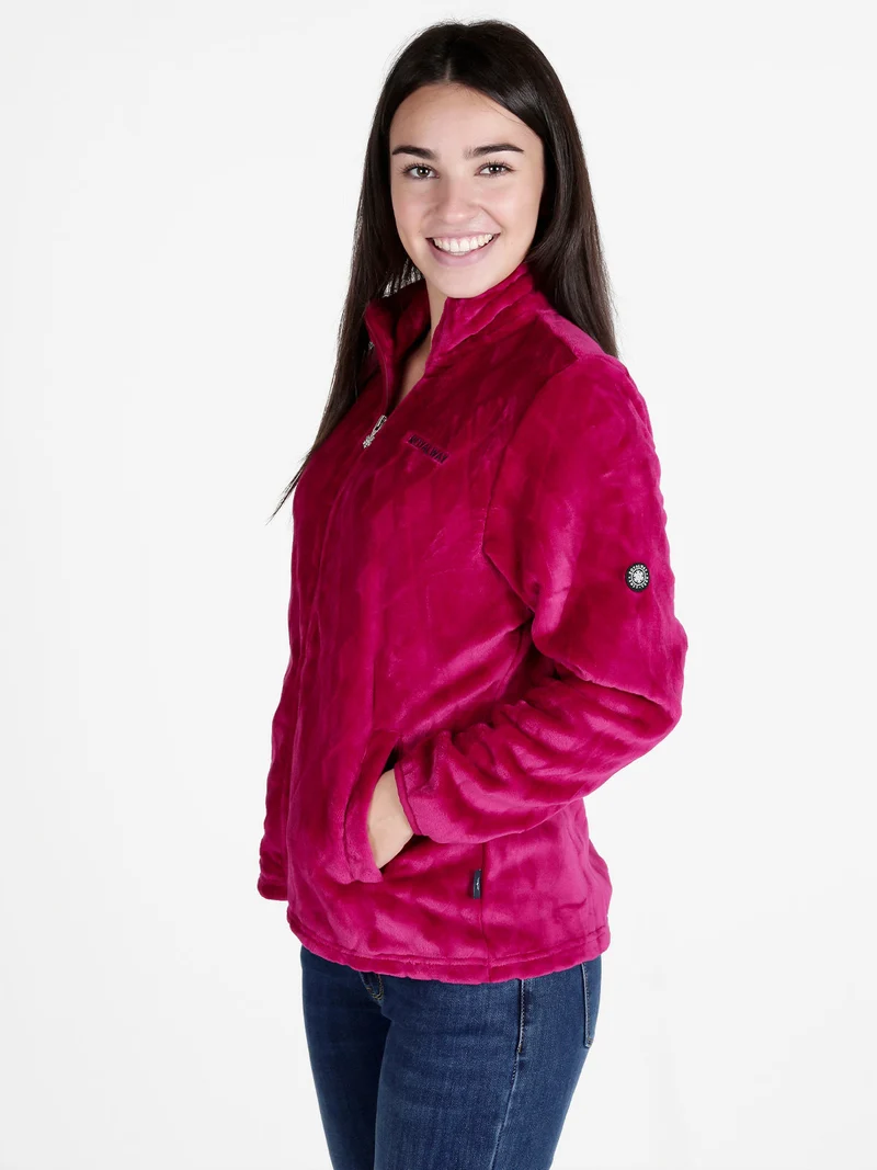 Felpa invernale da donna in ecopelliccia - fucsia