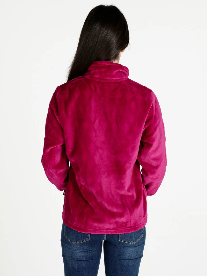 Felpa invernale da donna in ecopelliccia - fucsia