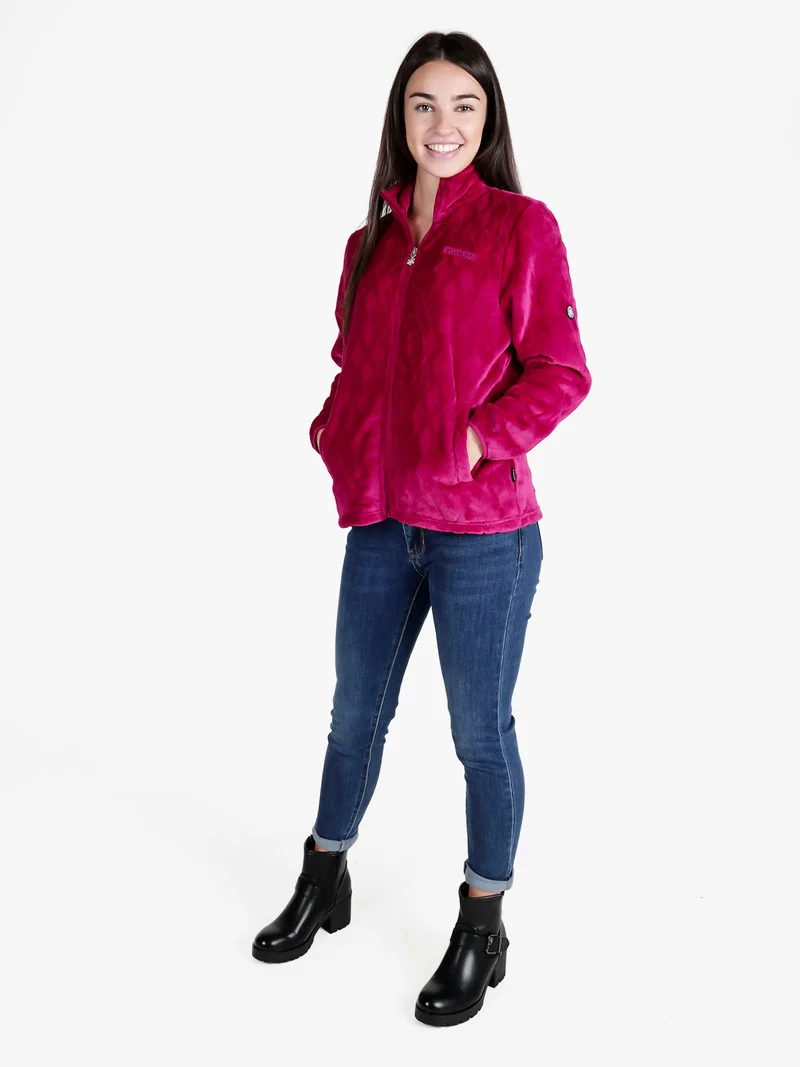 Felpa invernale da donna in ecopelliccia - fucsia