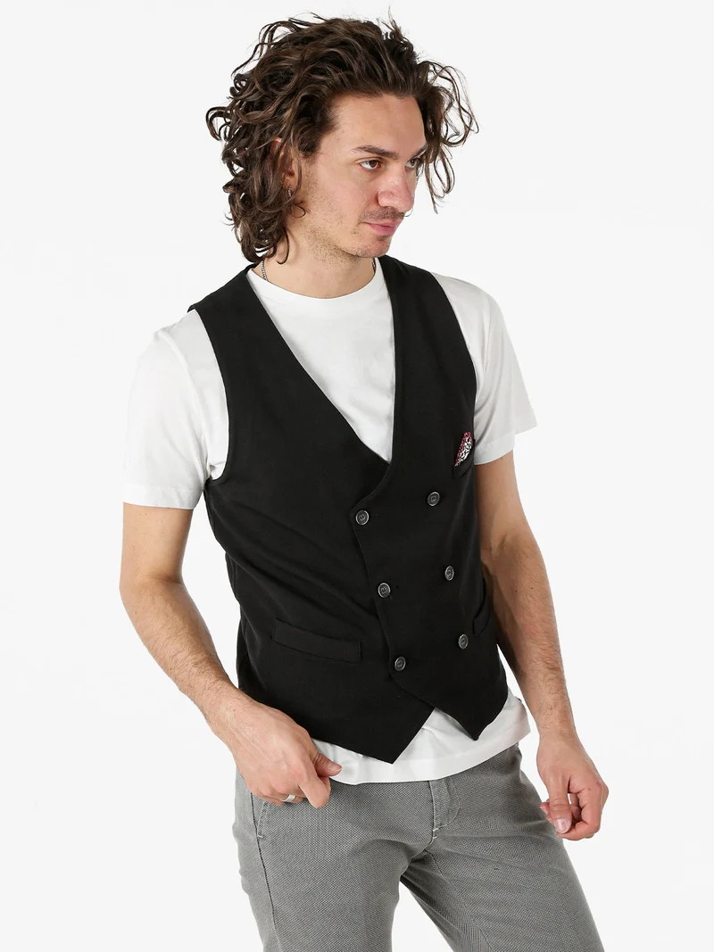 Gilet da uomo con chiusura a doppiopetto - nero