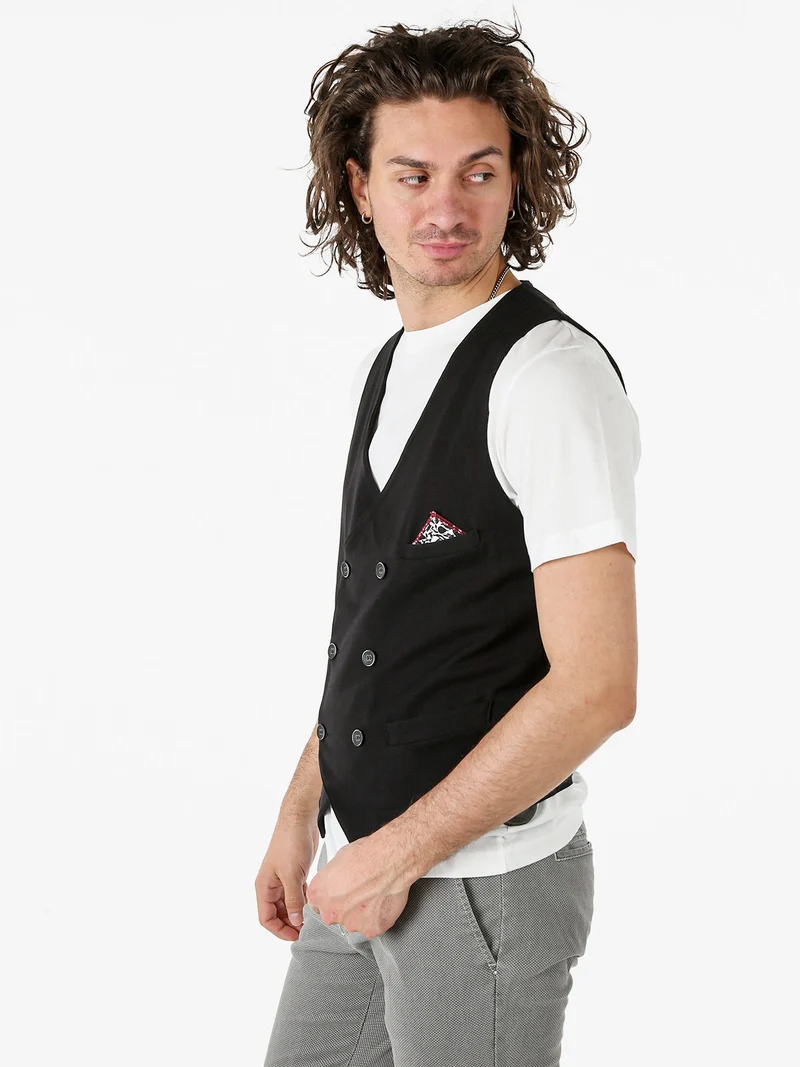 Gilet da uomo con chiusura a doppiopetto - nero