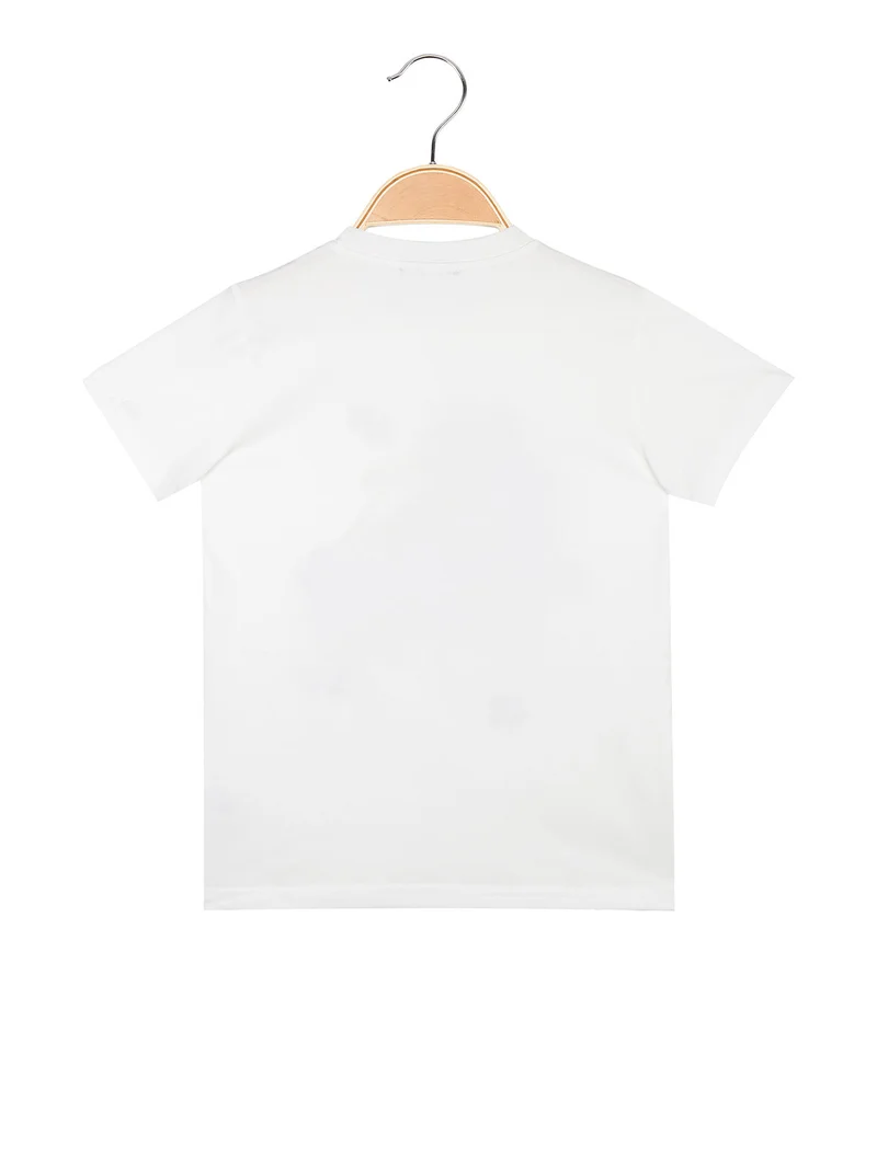 T-shirt da bambino in cotone con stampa - bianco