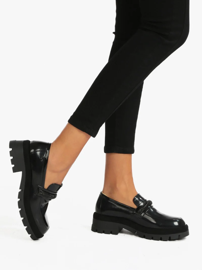 Mocassini da donna con platform - nero