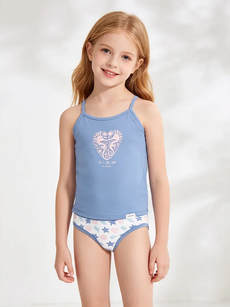 Coordinato intimo bambina con stampe - blu