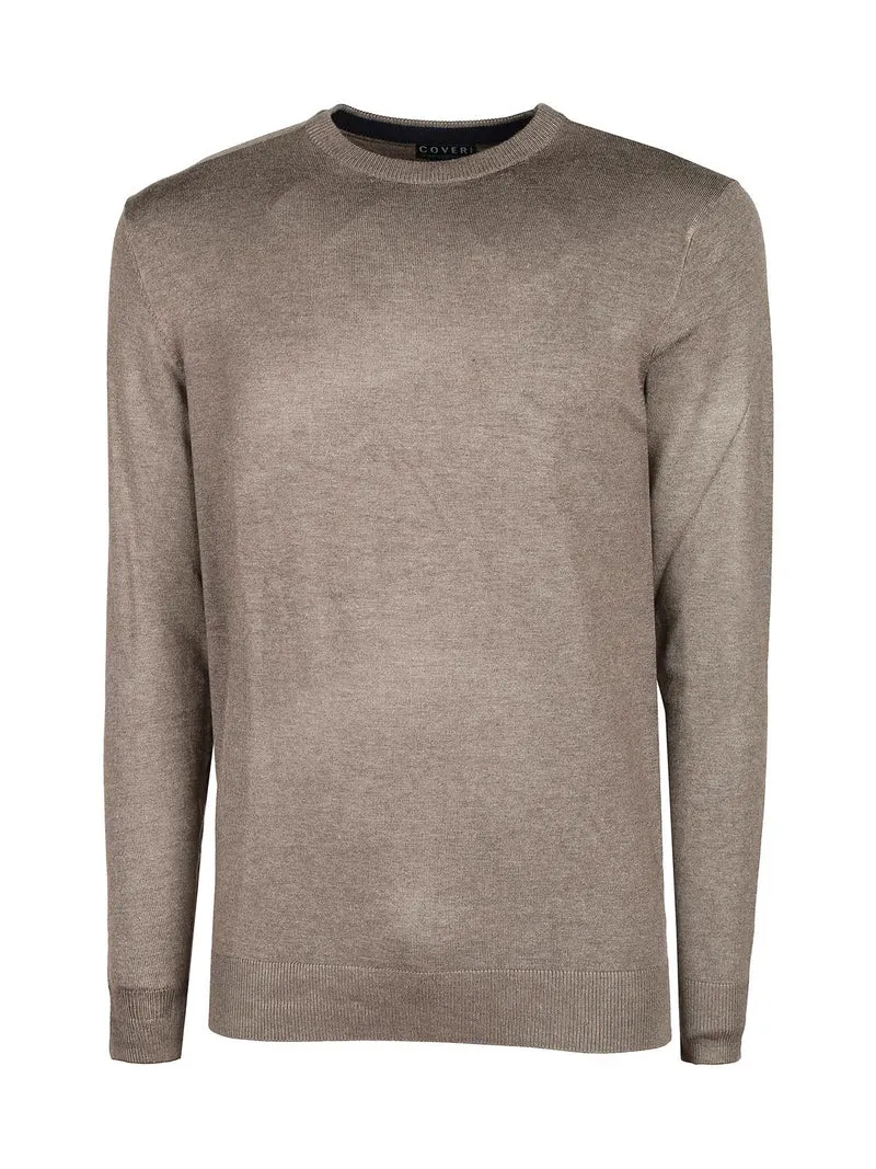 Pullover uomo girocollo in tinta unita - fango