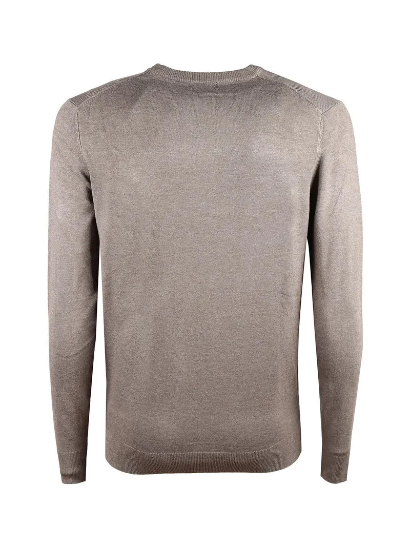 Pullover uomo girocollo in tinta unita - fango