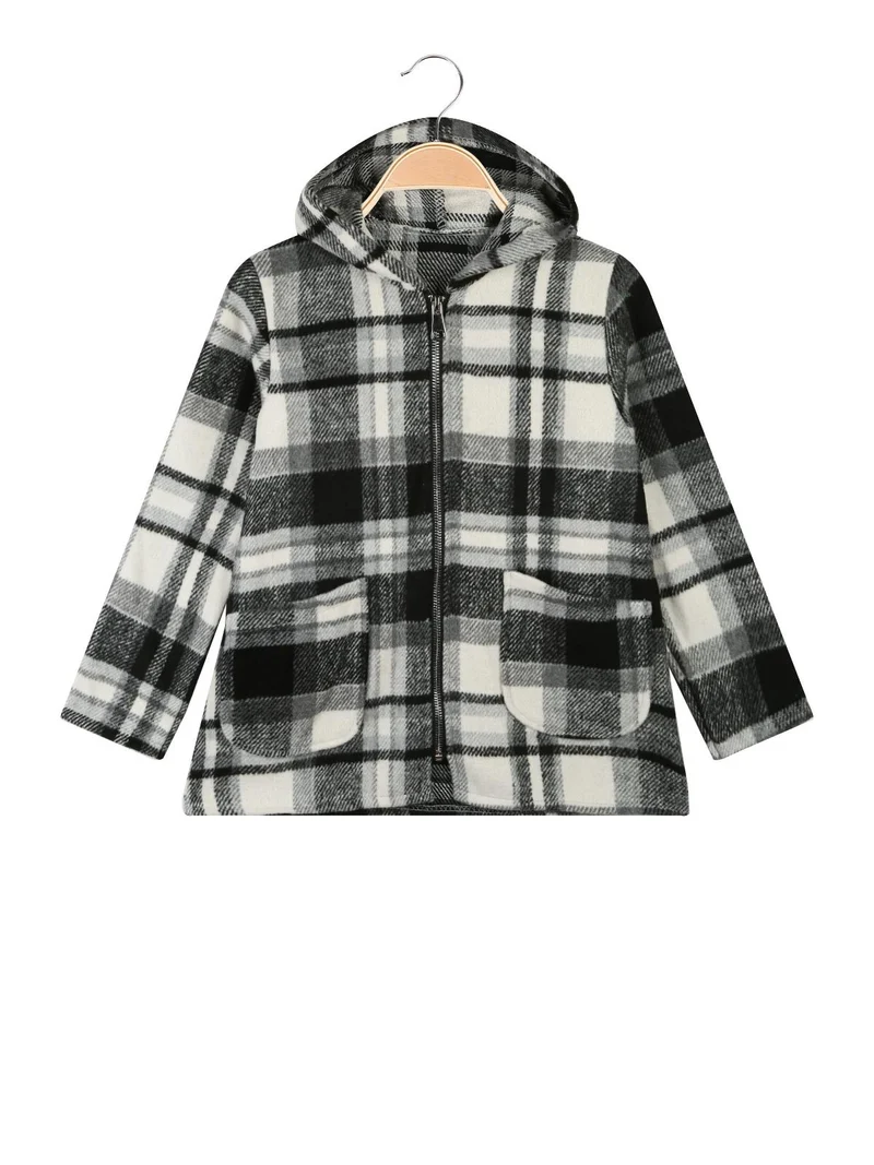 Camicia giacca bambina con cappuccio e zip - grigio