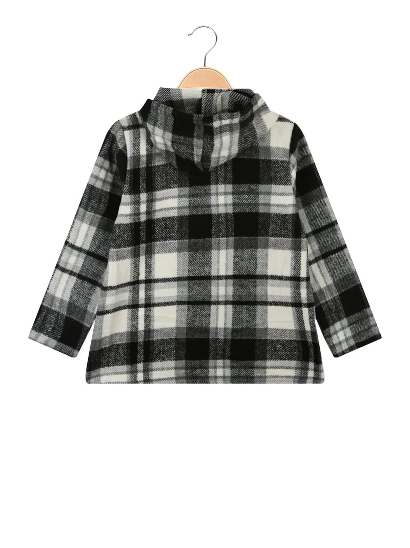 Camicia giacca bambina con cappuccio e zip - grigio