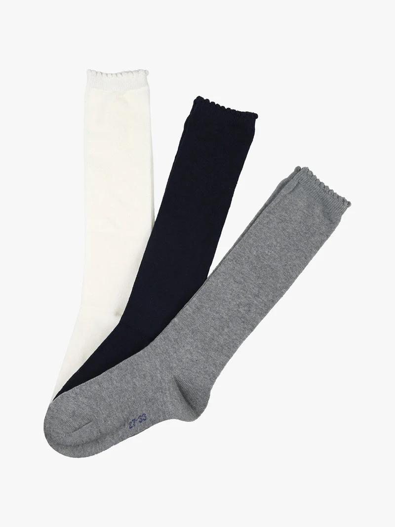 Confezione da 3 paia di calze lunghe da bambina in caldo cotone - nero