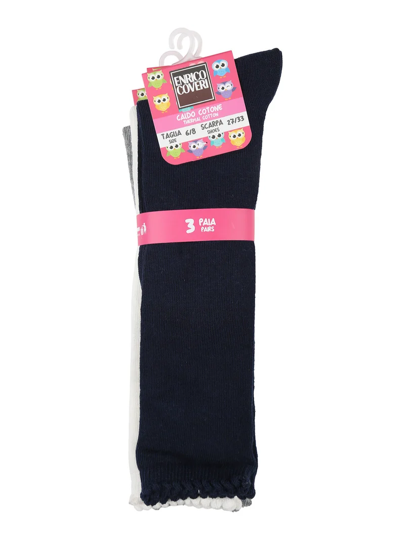 Confezione da 3 paia di calze lunghe da bambina in caldo cotone - nero