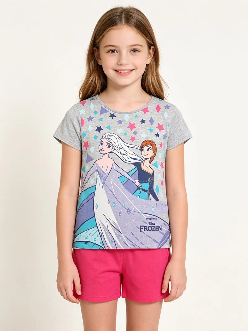 Completo corto da bambina in cotone - grigio