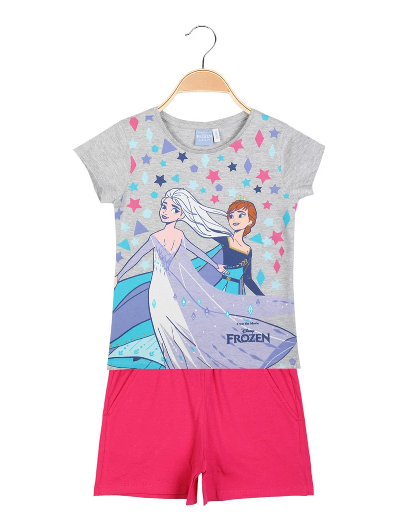 Completo corto da bambina in cotone - grigio