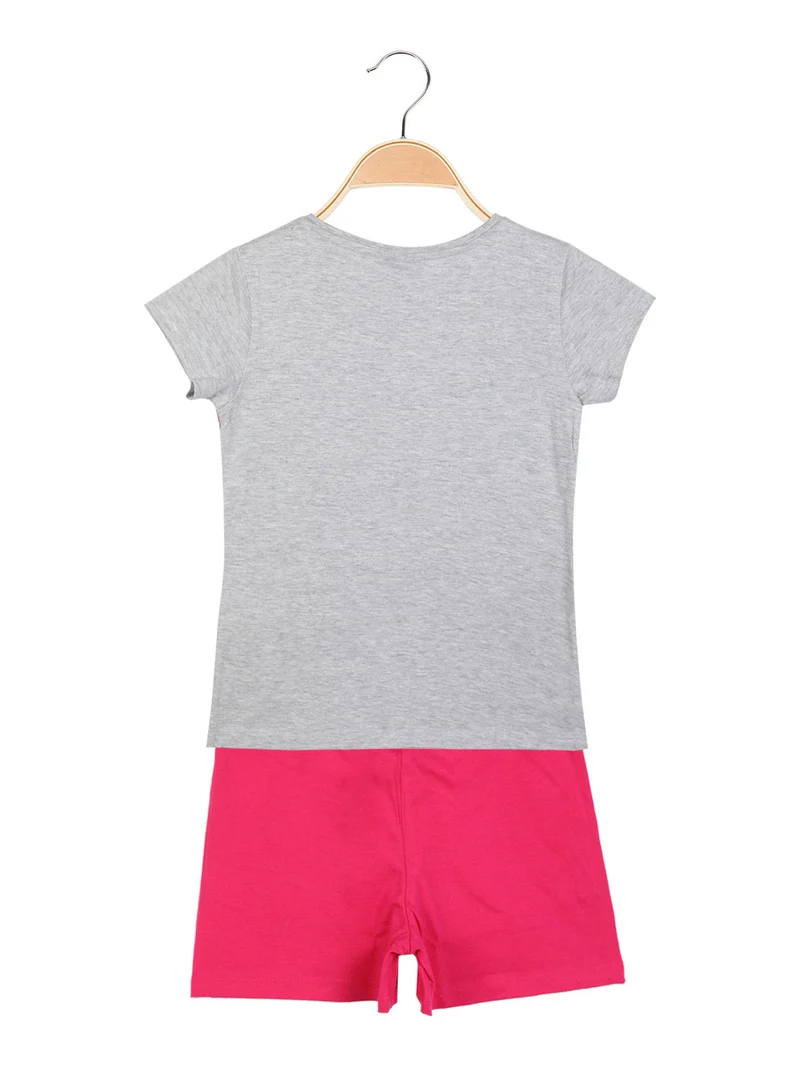 Completo corto da bambina in cotone - grigio