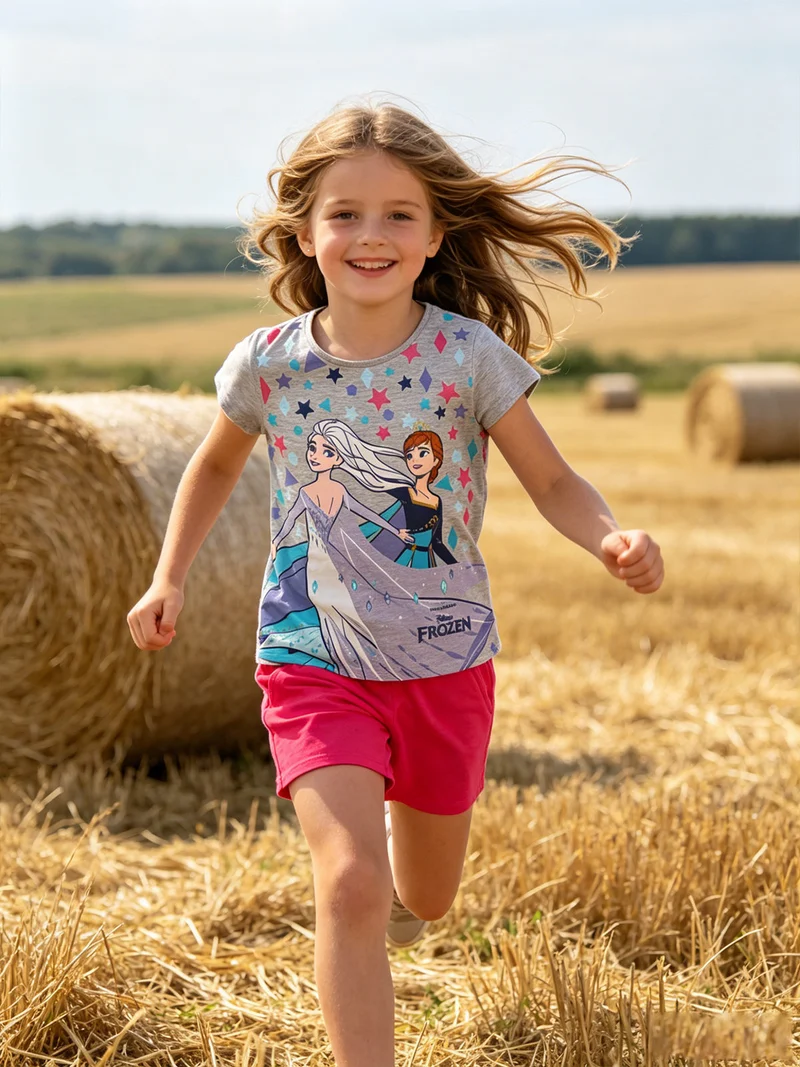 Completo corto da bambina in cotone - grigio