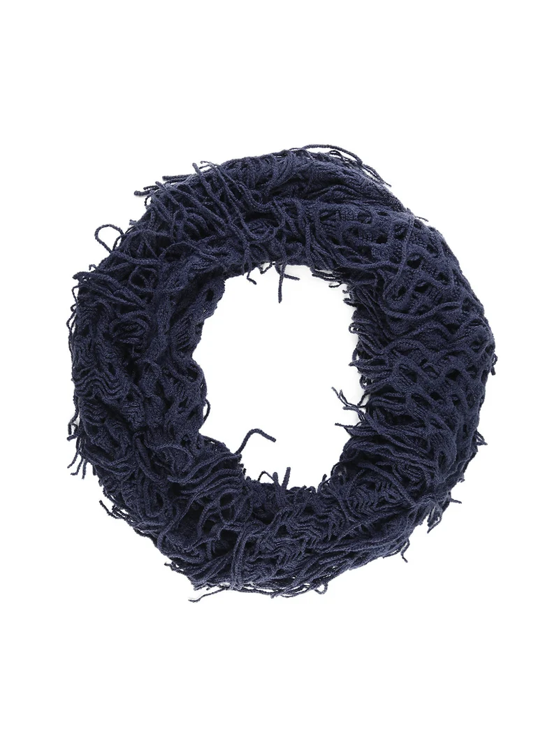 Sciarpa ad anello da donna con frange - blu