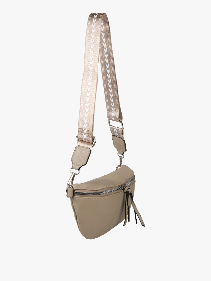 Marsupio donna in similpelle con tracolla stampata - taupe