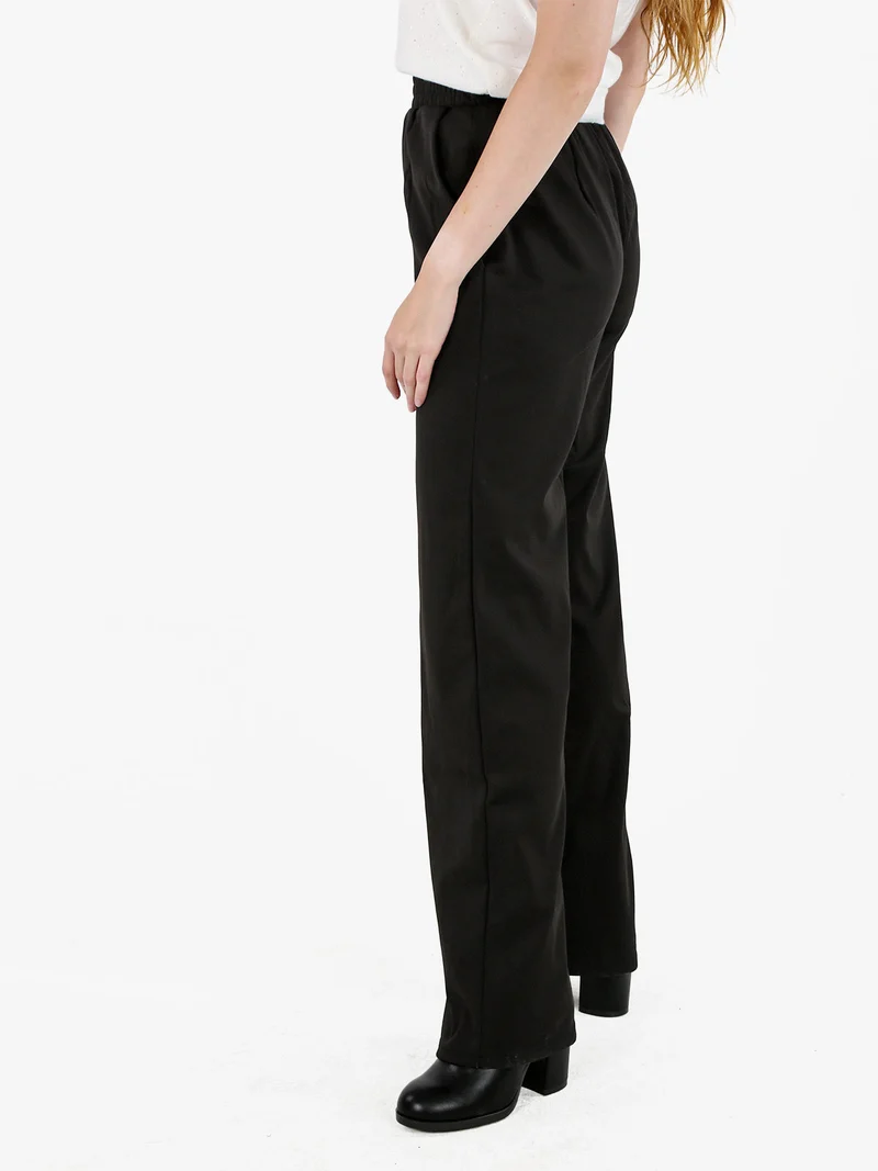 Pantaloni morbidi da donna a gamba larga - nero