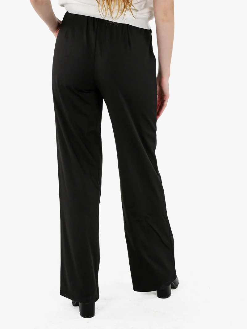 Pantaloni morbidi da donna a gamba larga - nero