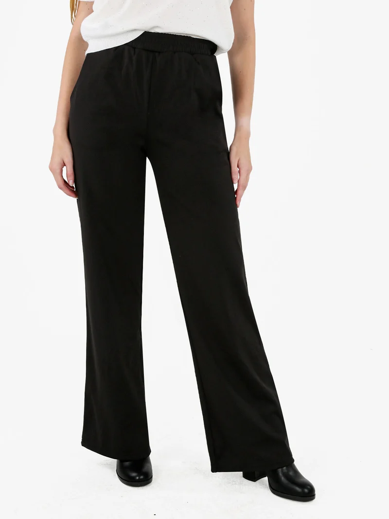Pantaloni morbidi da donna a gamba larga - nero