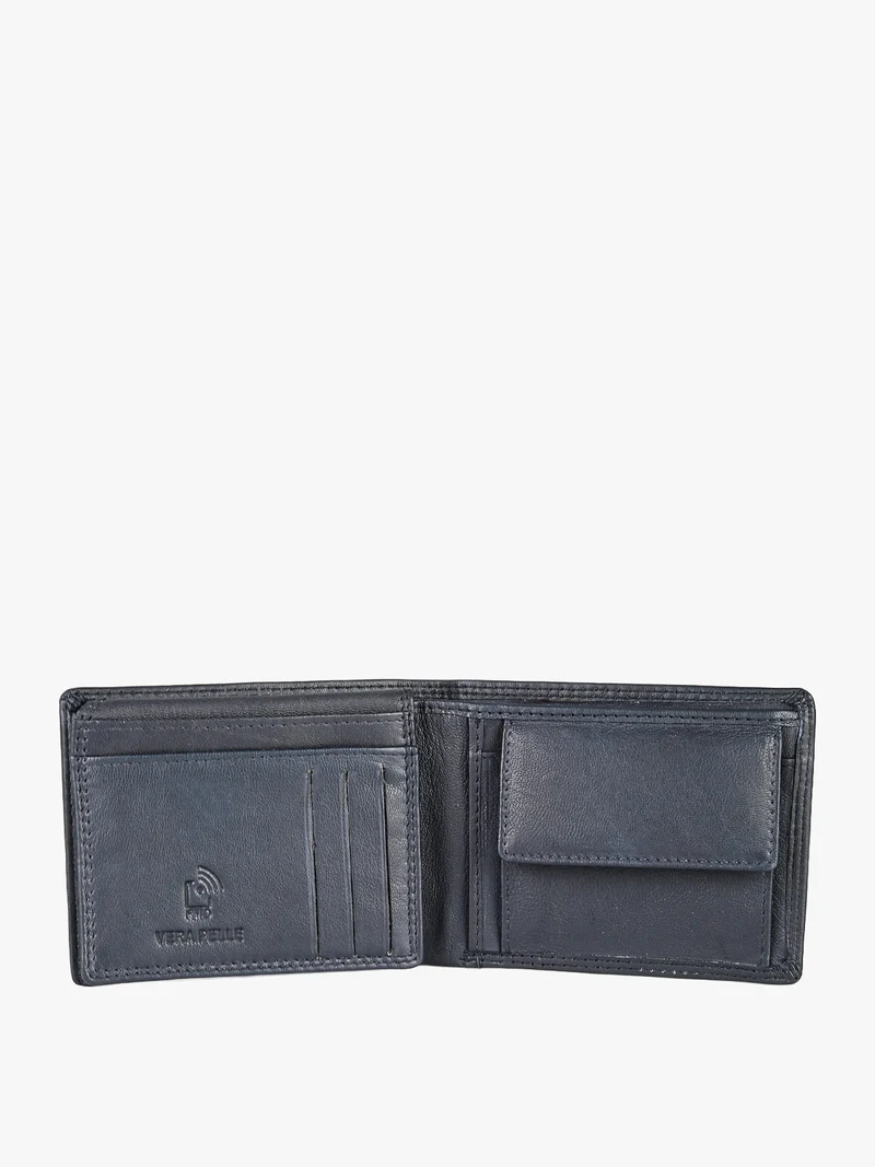Portafoglio in pelle mini da uomo - blu scuro