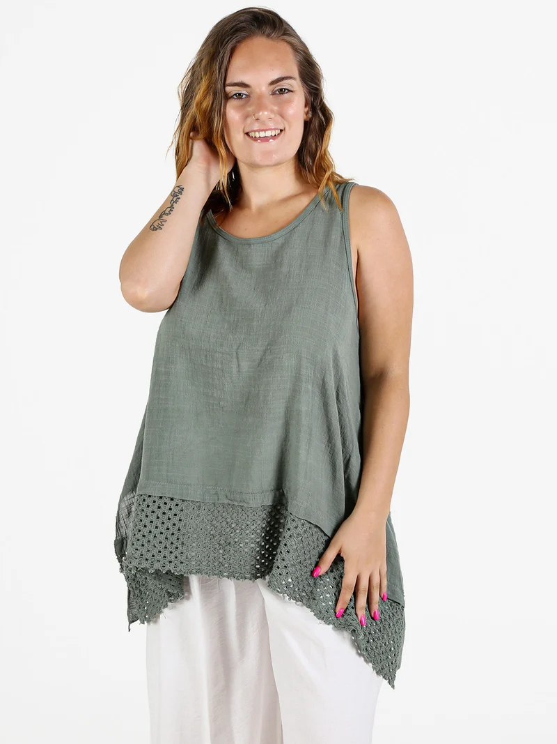 Top donna oversize in cotone - militare