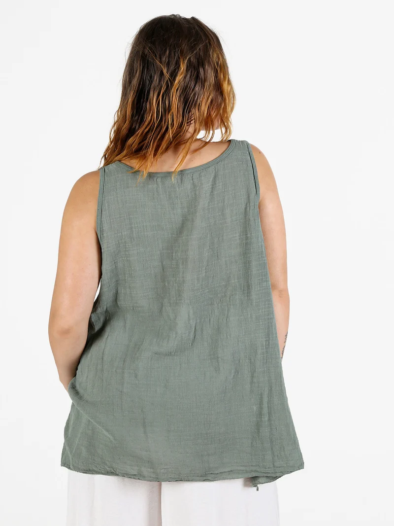 Top donna oversize in cotone - militare