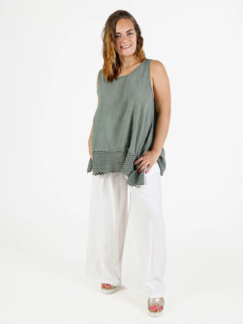 Top donna oversize in cotone - militare