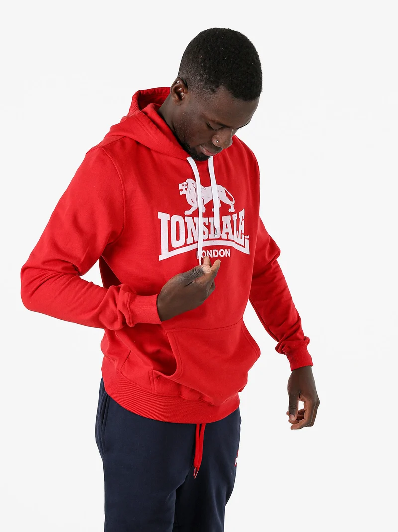 Felpa sportiva da uomo con cappuccio e logo - rosso