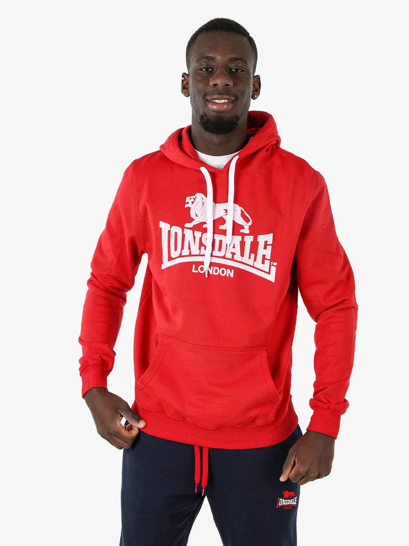 Felpa sportiva da uomo con cappuccio e logo - rosso