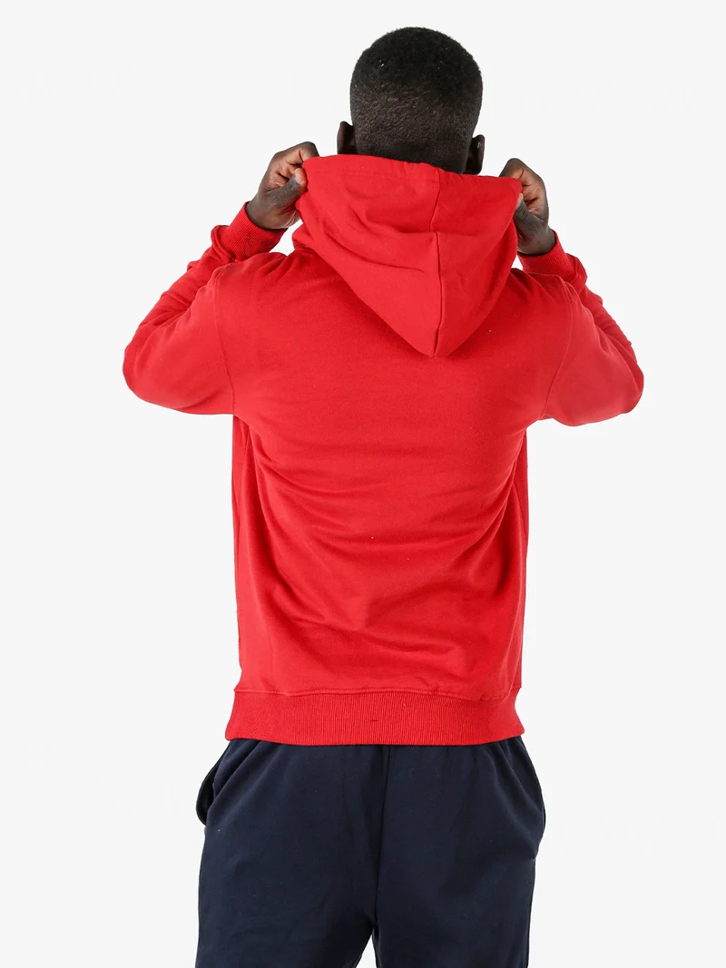 Felpa sportiva da uomo con cappuccio e logo - rosso