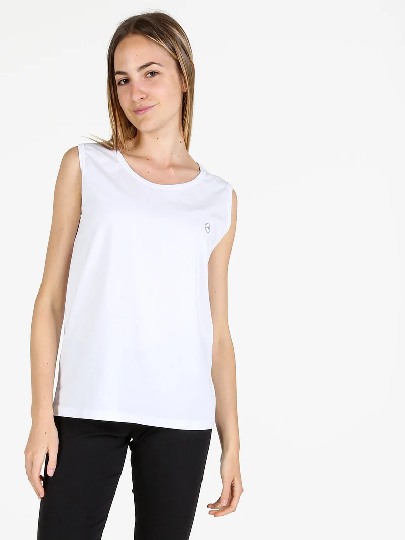 Canotta girocollo da donna in cotone - bianco