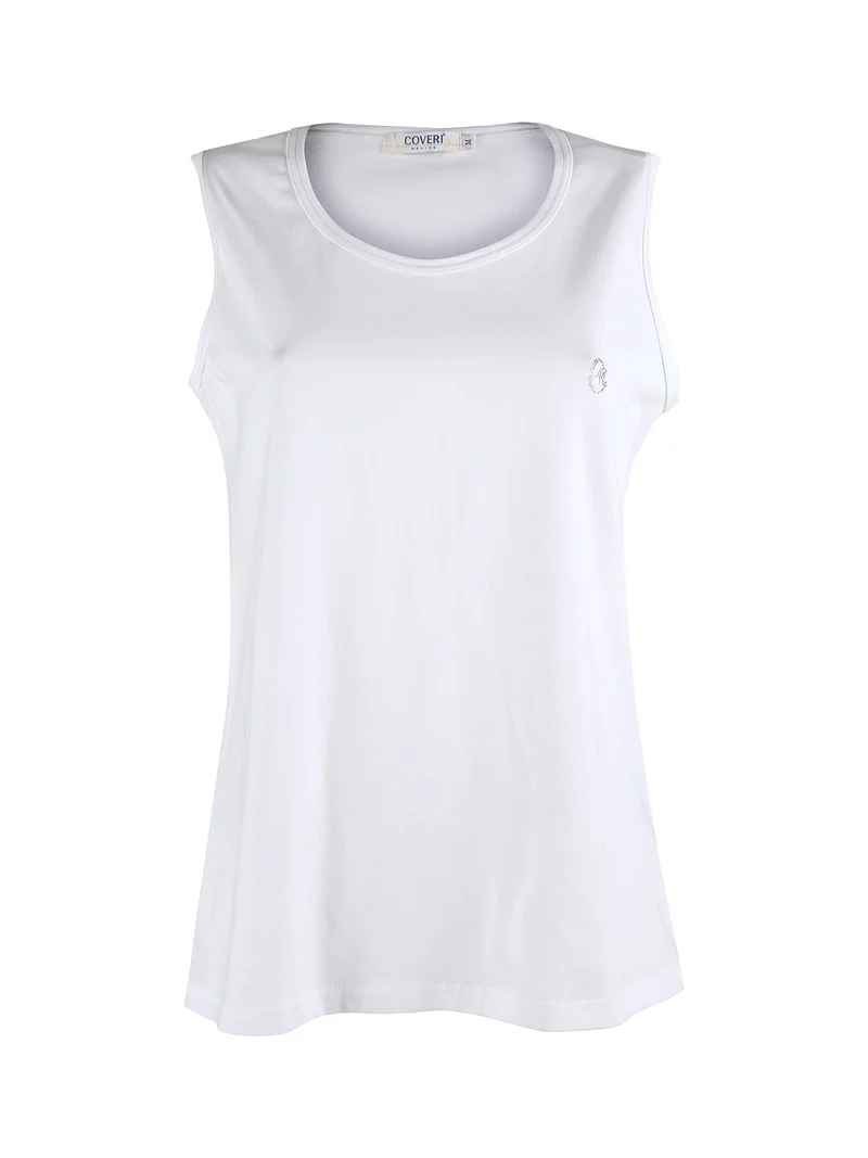 Canotta girocollo da donna in cotone - bianco