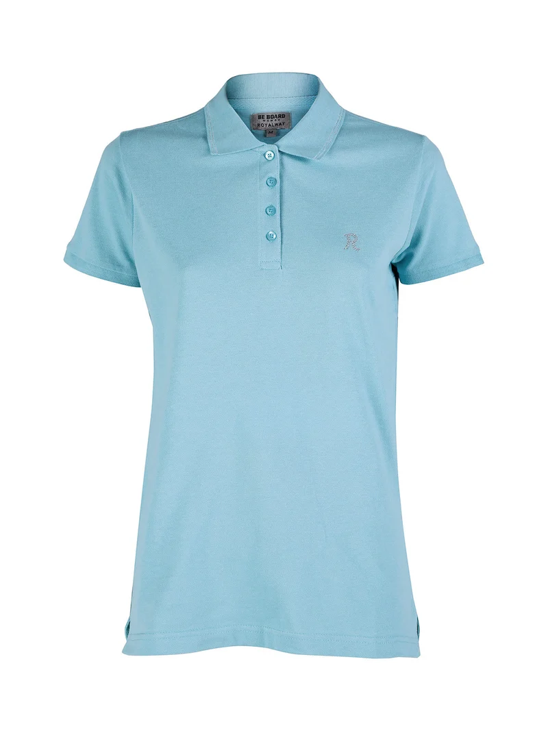 Polo donna in cotone manica corta - acqua marina