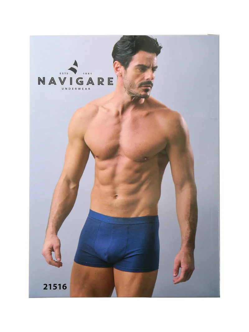 Boxer uomo rigato in cotone - blu scuro