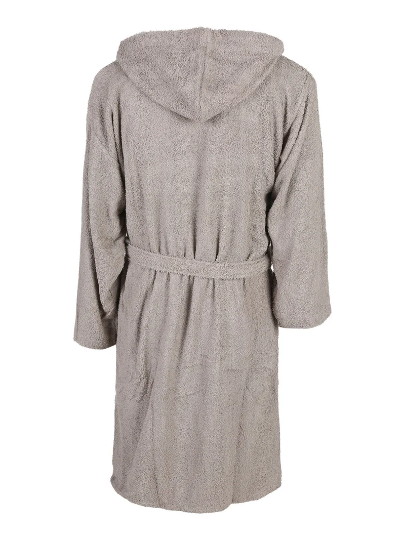 Accappatoio unisex in spugna con cappuccio - sabbia