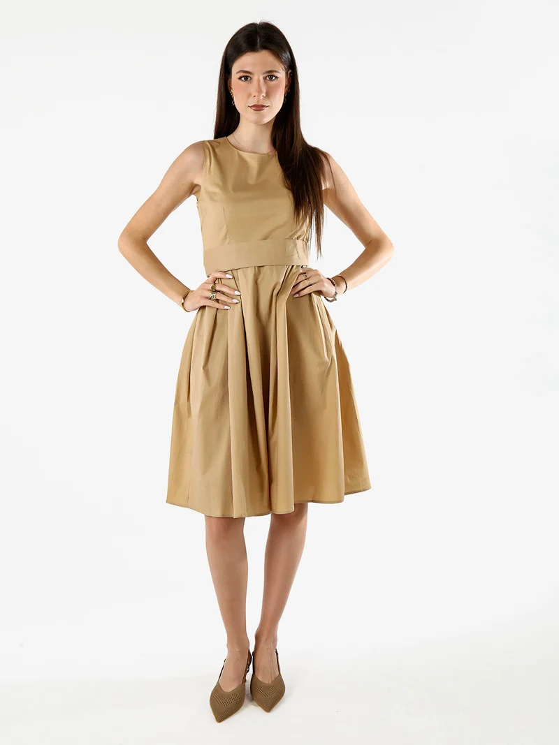 Vestito smanicato da donna in cotone - khaki