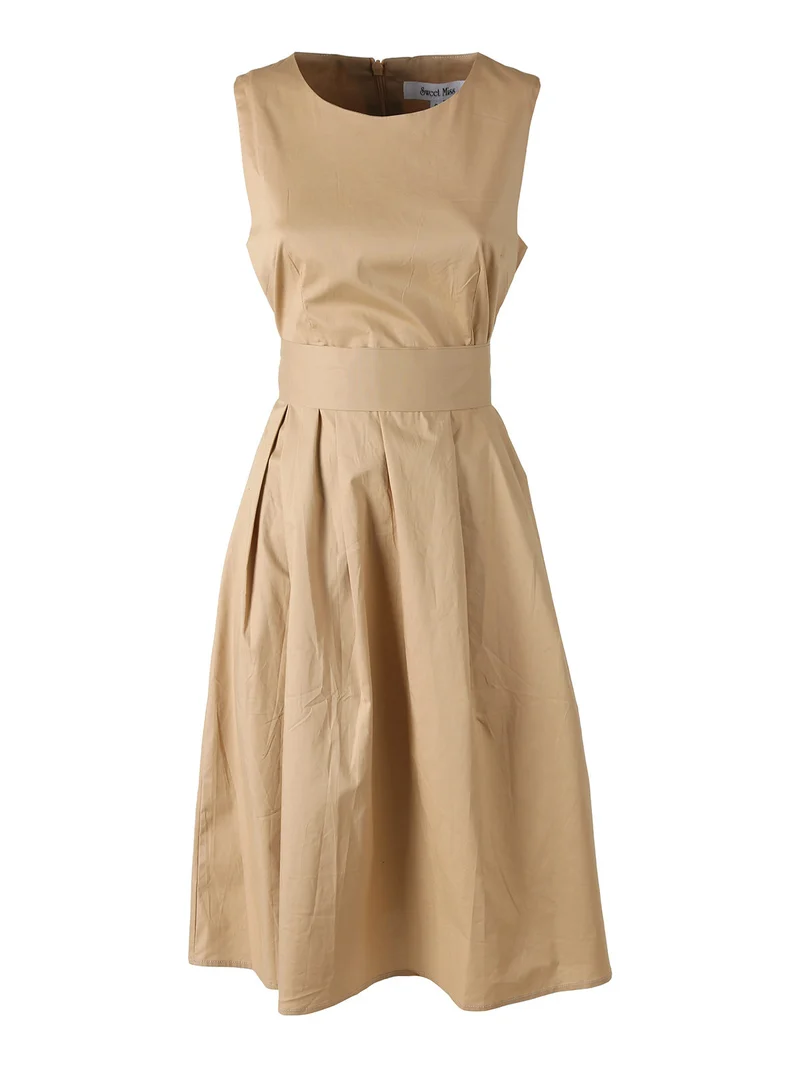 Vestito smanicato da donna in cotone - khaki