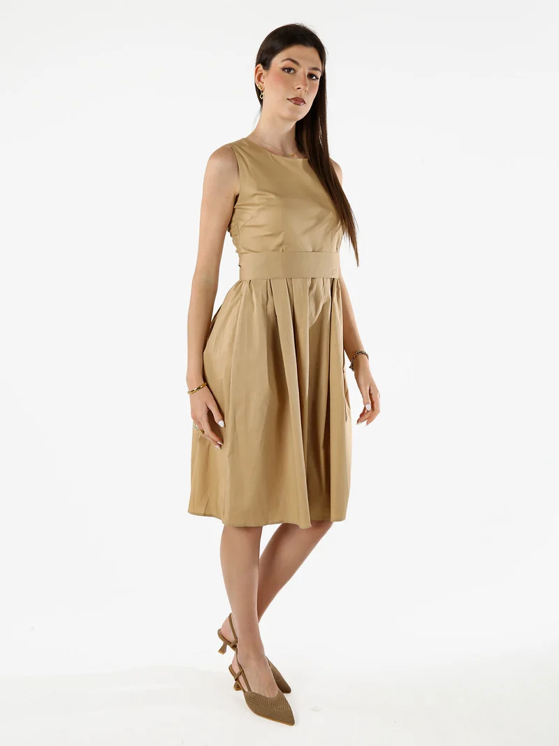 Vestito smanicato da donna in cotone - khaki