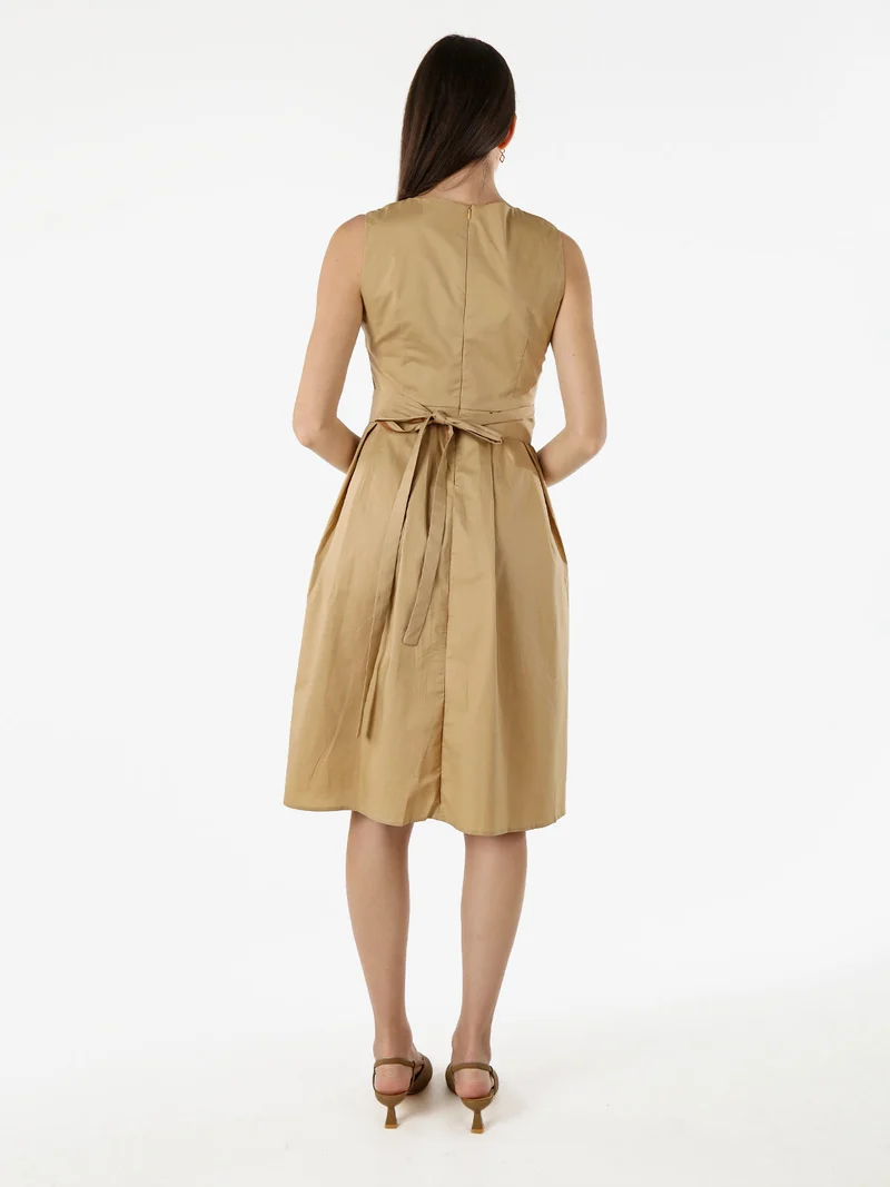Vestito smanicato da donna in cotone - khaki